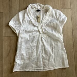 Ann Taylor Women’s White Ruffle Neck Blouse Size 14